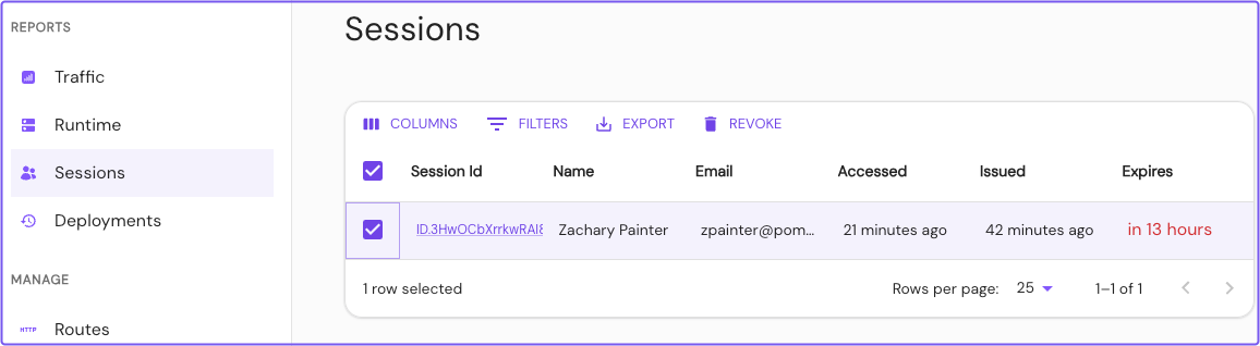 View and manage sessions in the Enterprise Console's Sessions dashboard